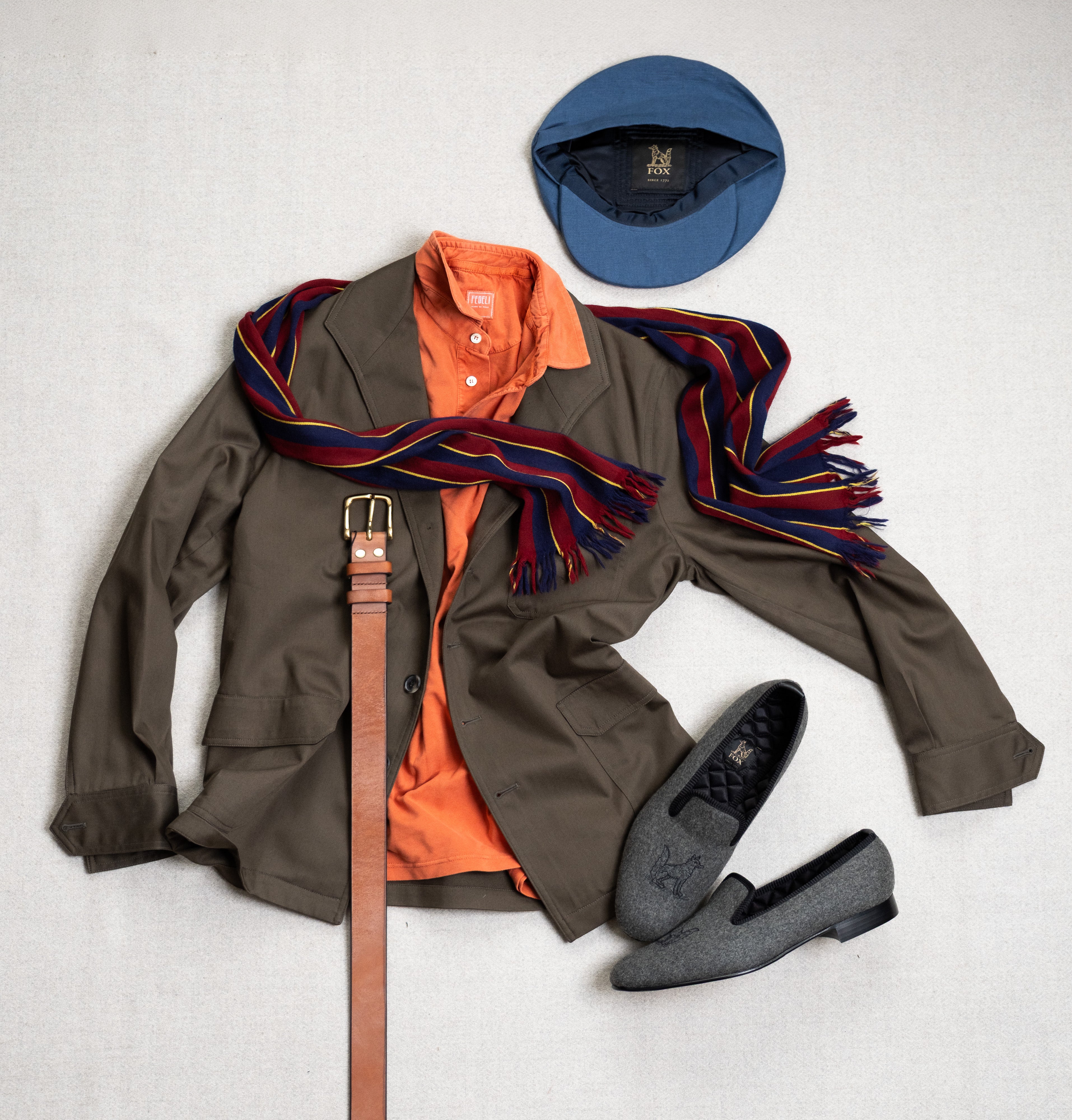 Fox Khaki Teba Jacket Made by Justo Gimeno x Fox Brothers