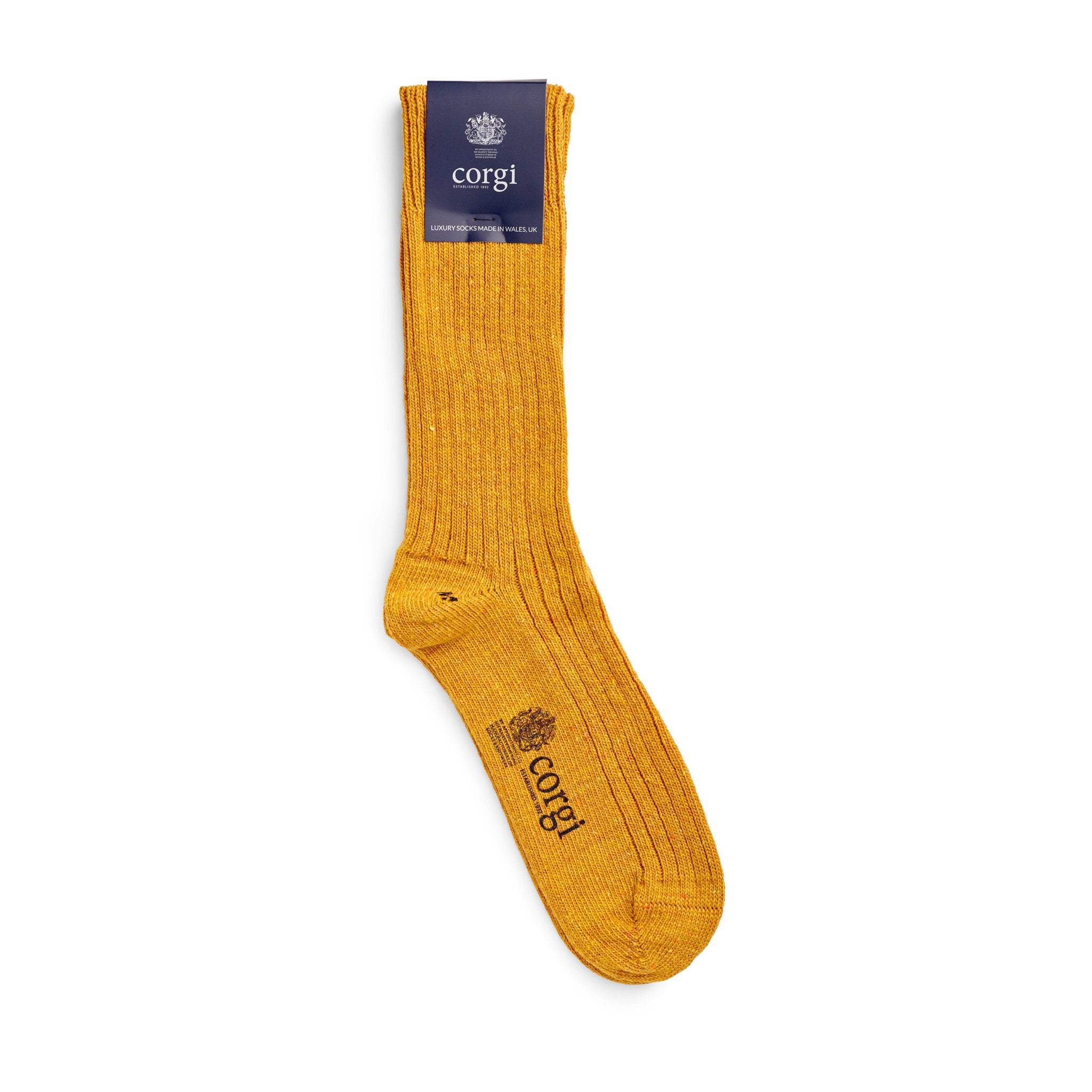 Corgi Heavyweight Plain Donegal Socks in Gold