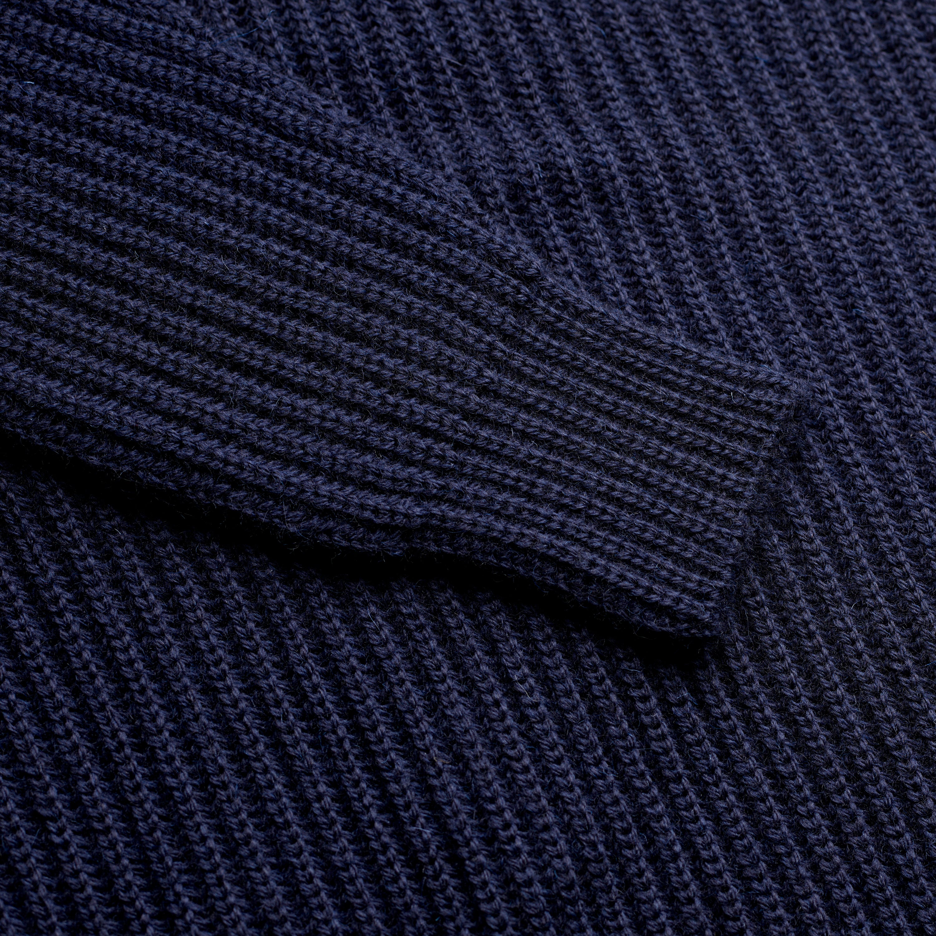 The Fisherman Ribbed Roll Neck Jumper in Navy