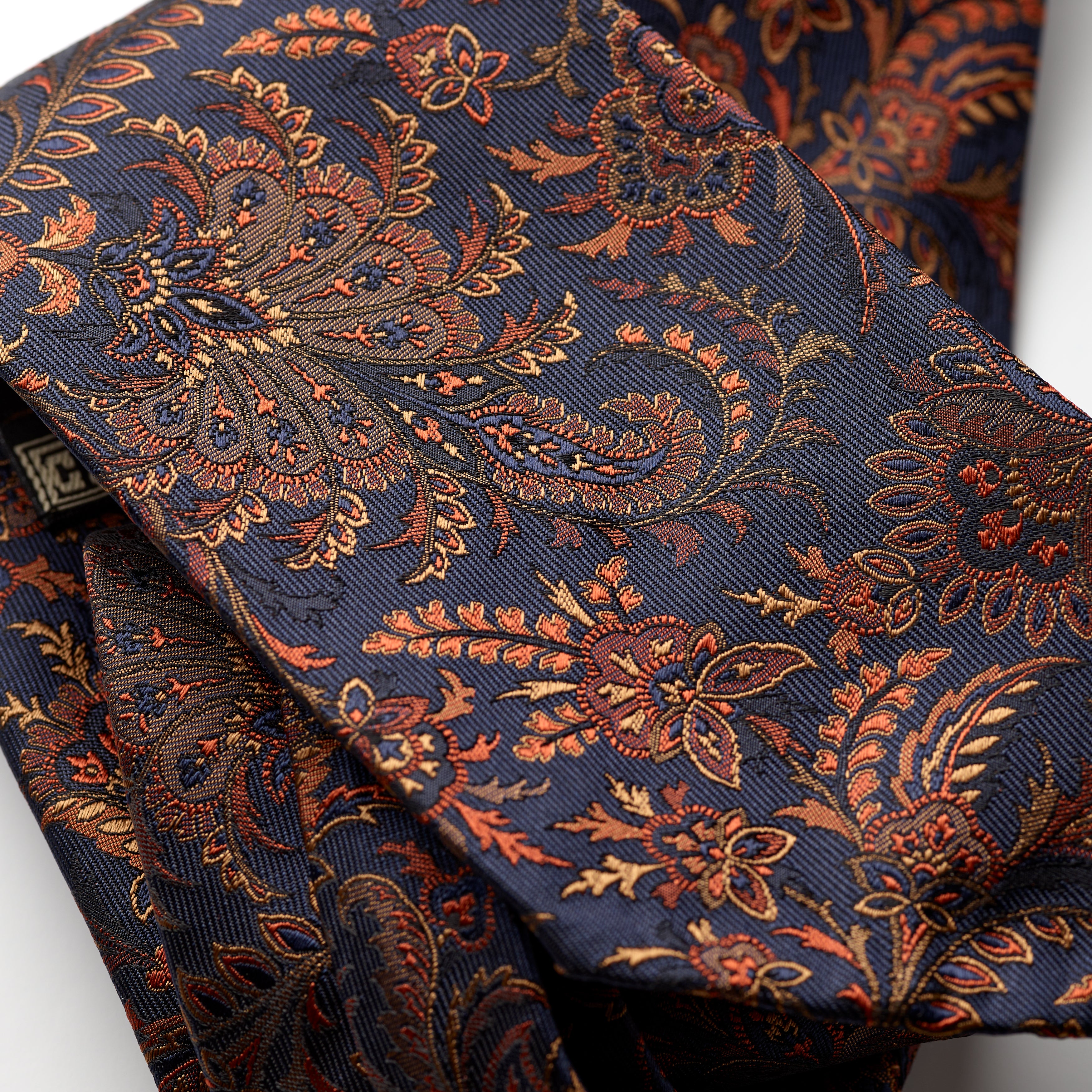 Tie Your Tie Navy & Copper Silk Floral Tie