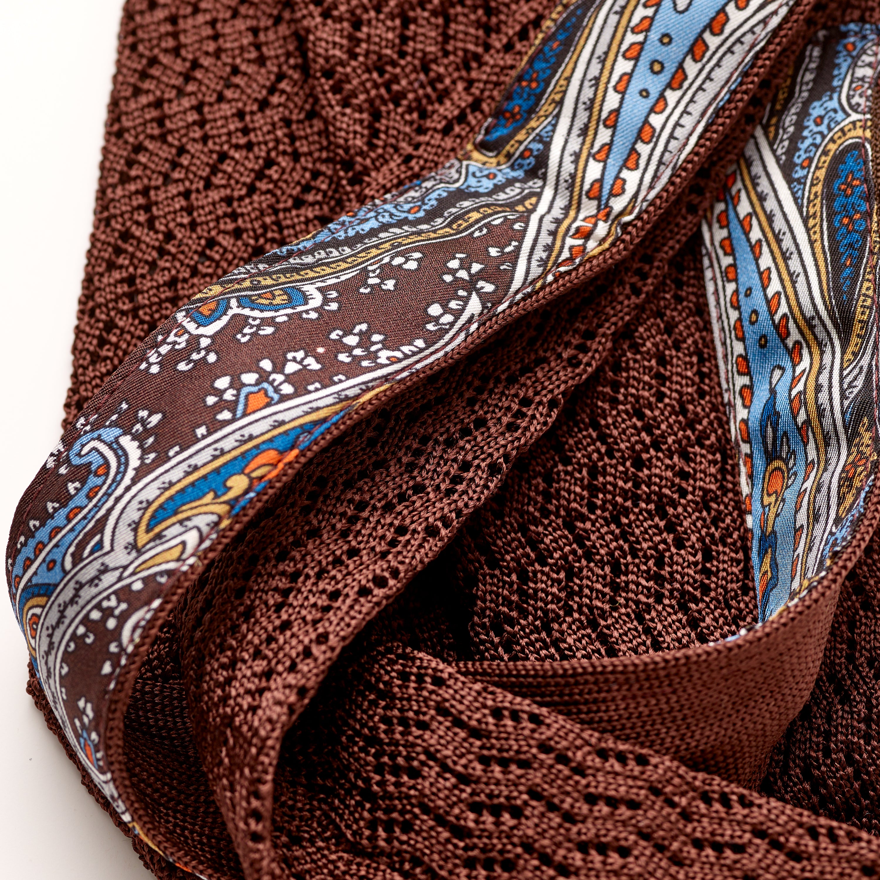 Sera Chocolate Brown Chevron Weave Silk Tie