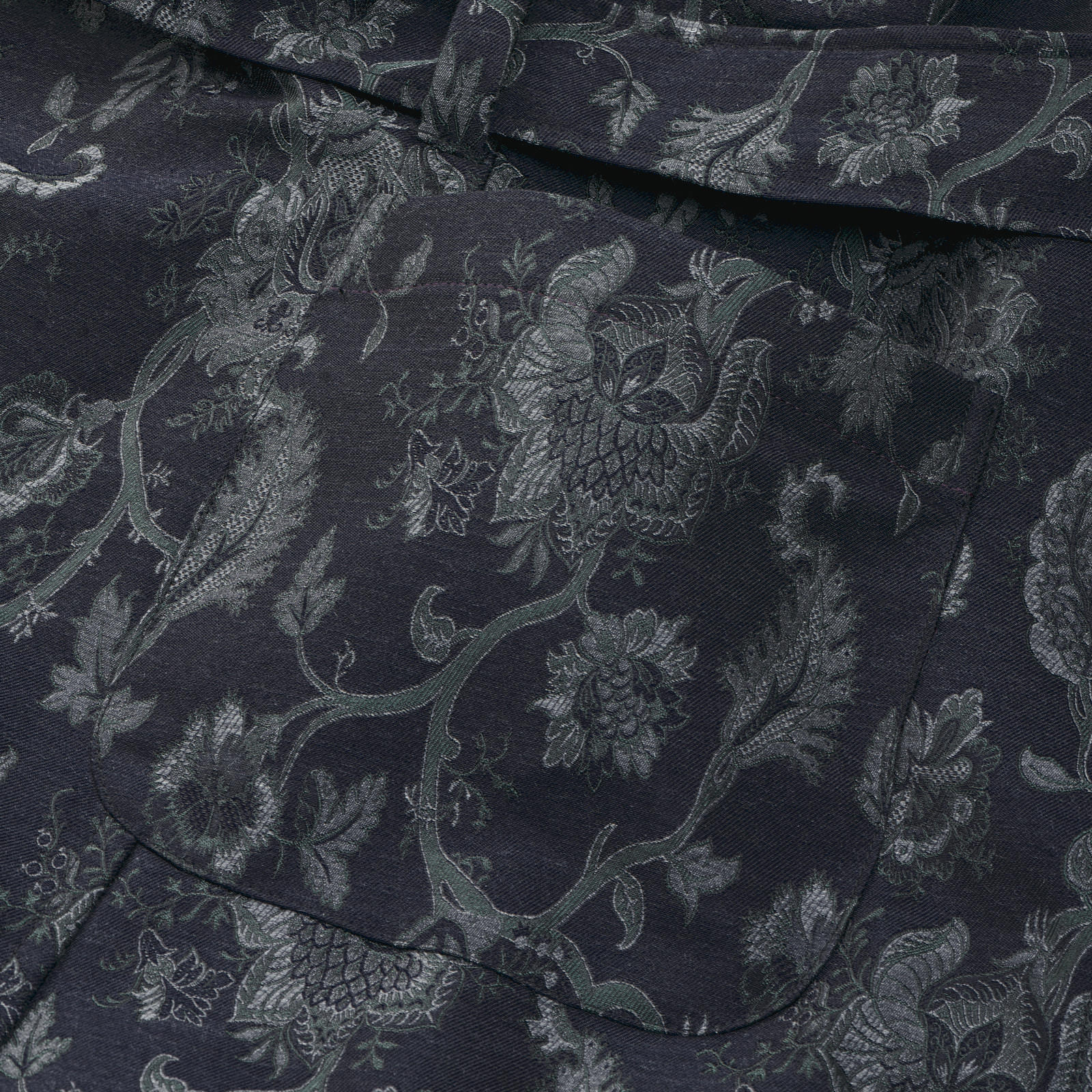 Fox Wool and Silk Thistle Lounge Gown in Navy