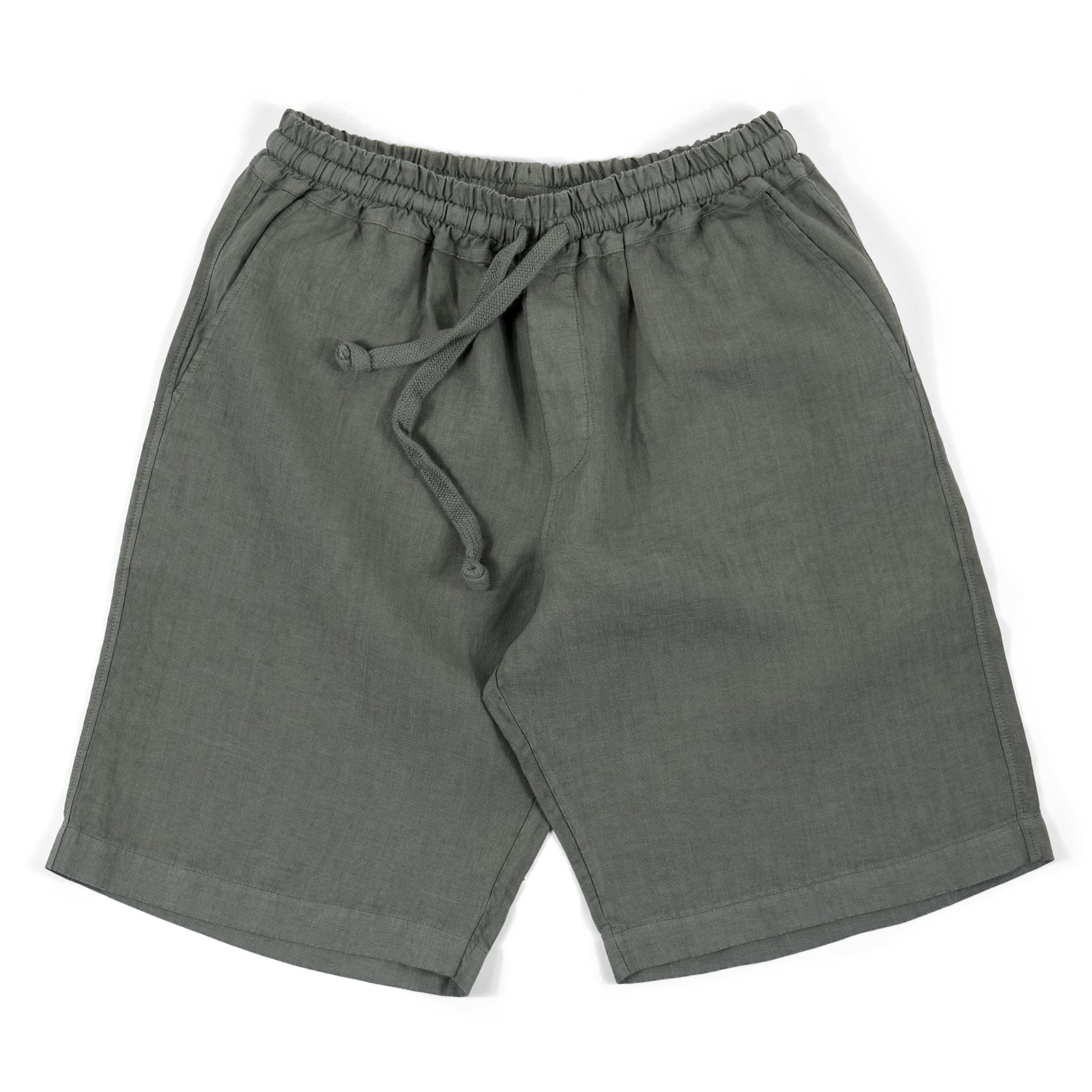 Fedeli Linen Bermuda Shorts in Dark Harbour Green