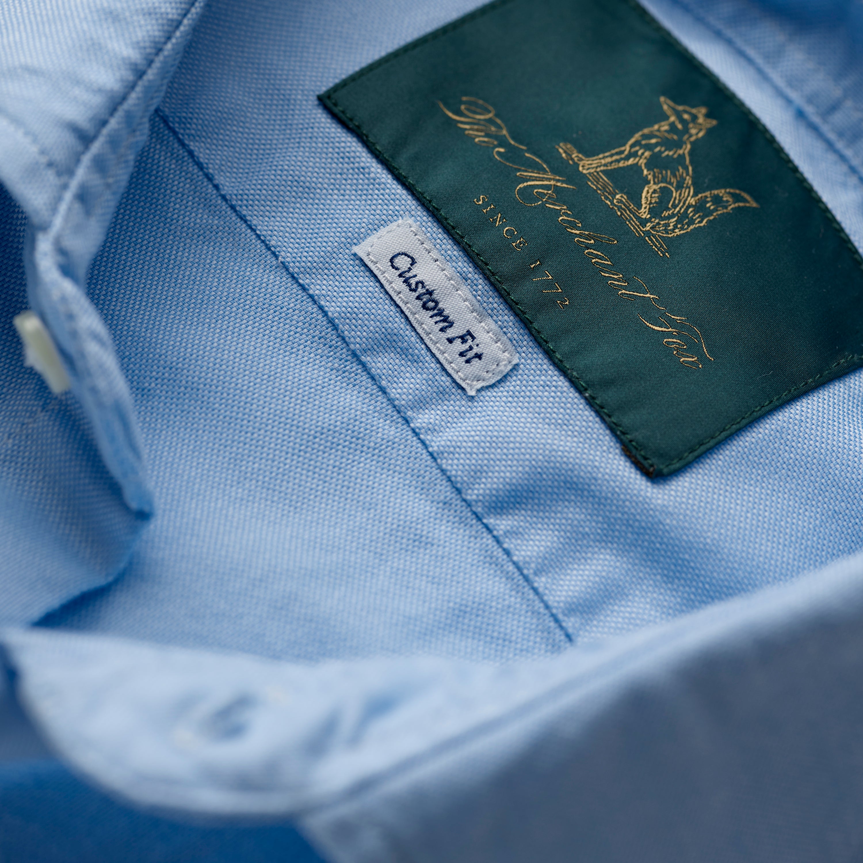 Spread Collar Oxford Cotton Shirt in Light Blue