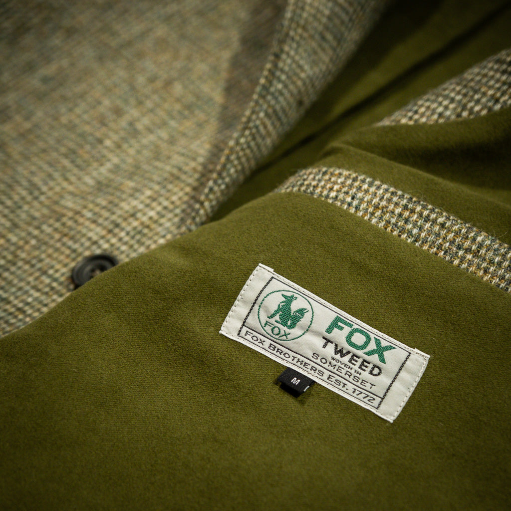 Fox Split Hair Tweed Exmoor Gilet in Sage Green