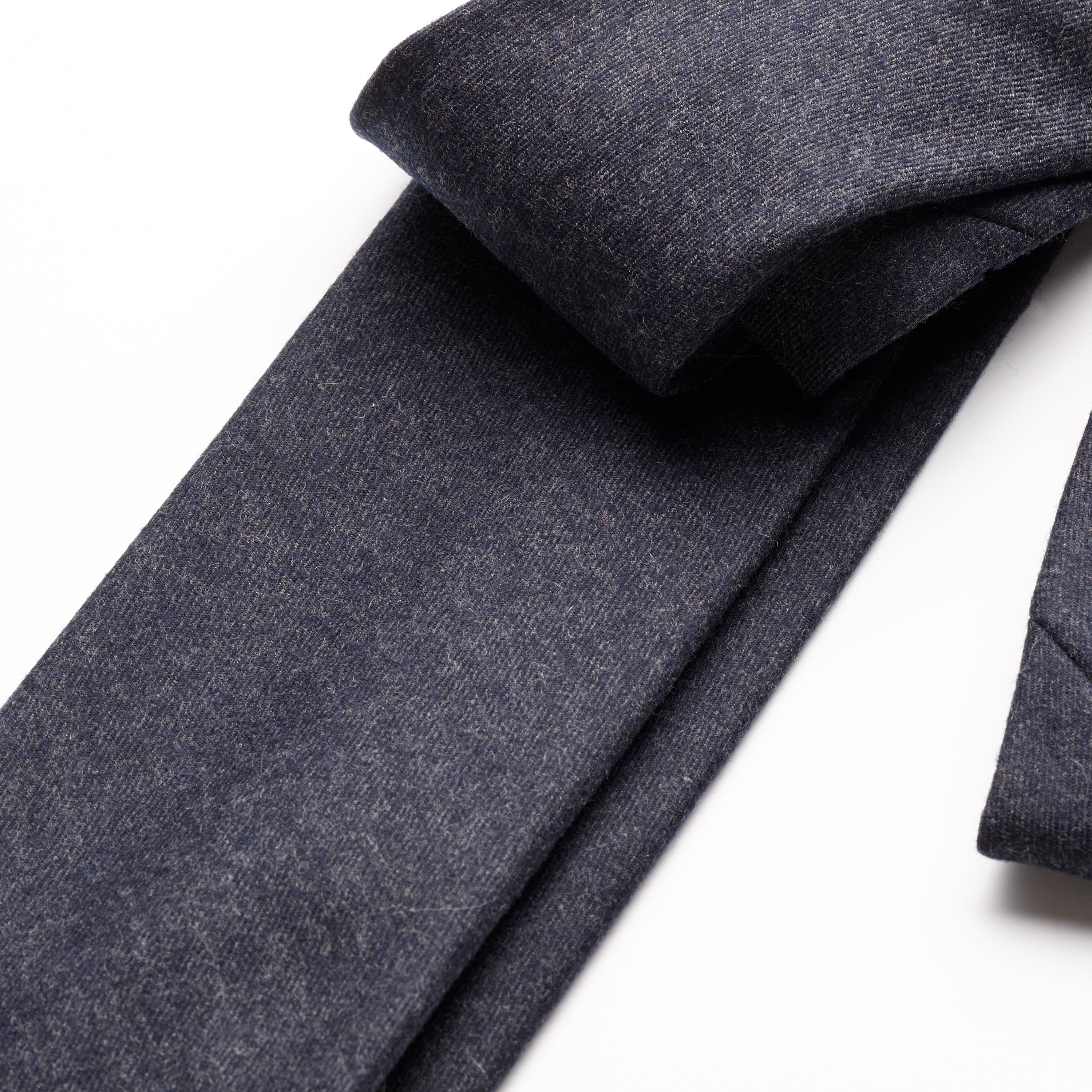 Fox Brothers Charcoal Flannel Tie, detailed photo