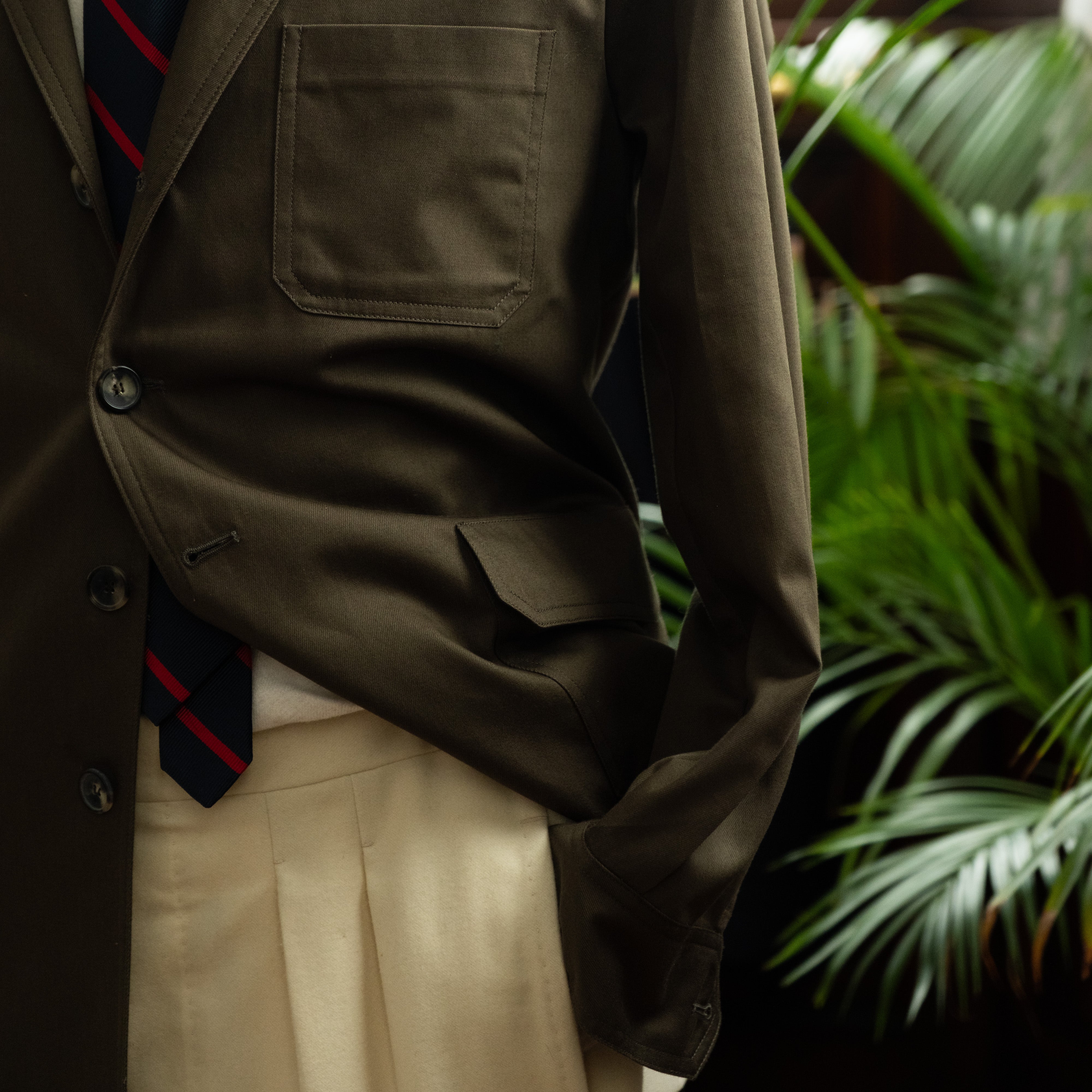 Fox Khaki Teba Jacket Made by Justo Gimeno x Fox Brothers
