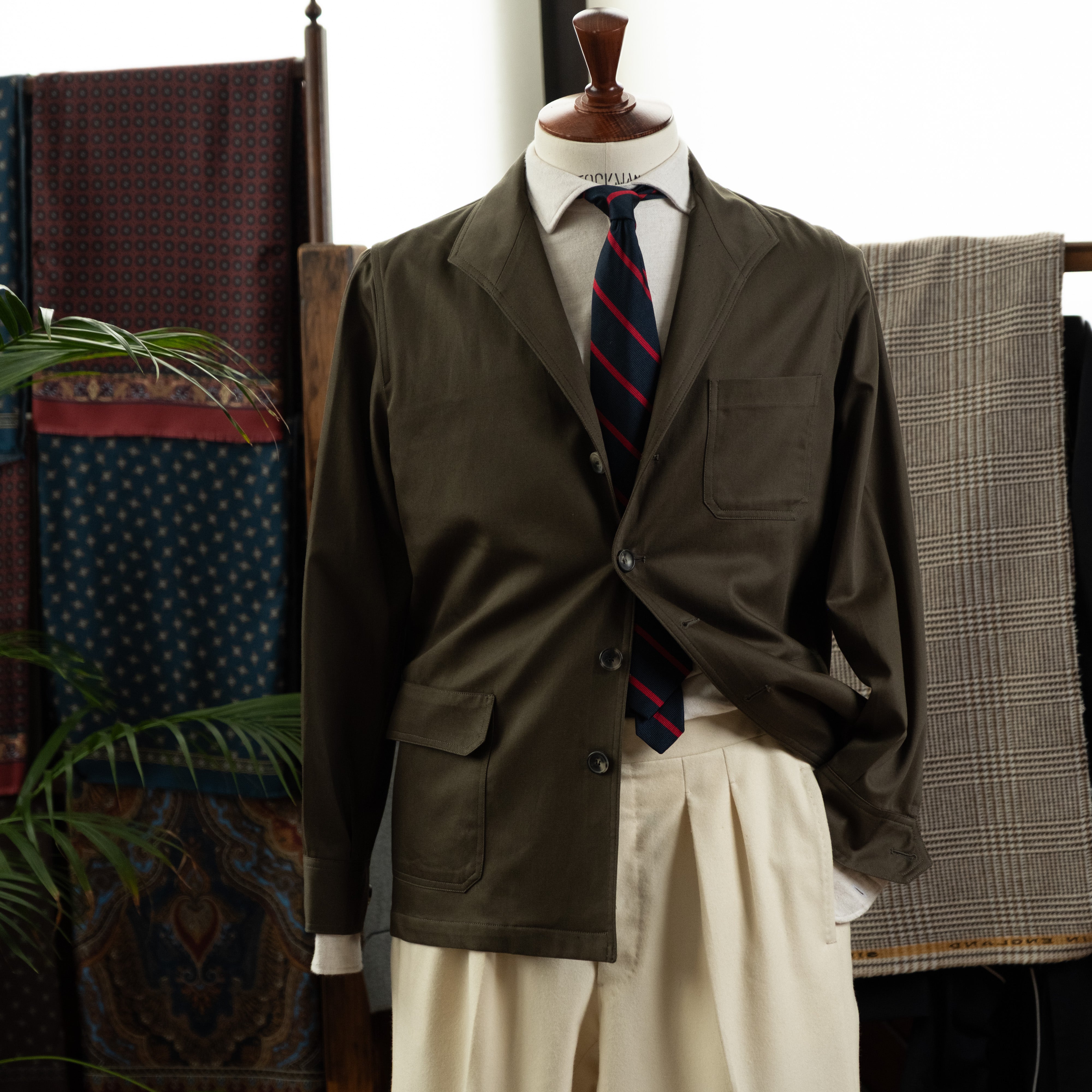 Fox Khaki Teba Jacket Made by Justo Gimeno x Fox Brothers