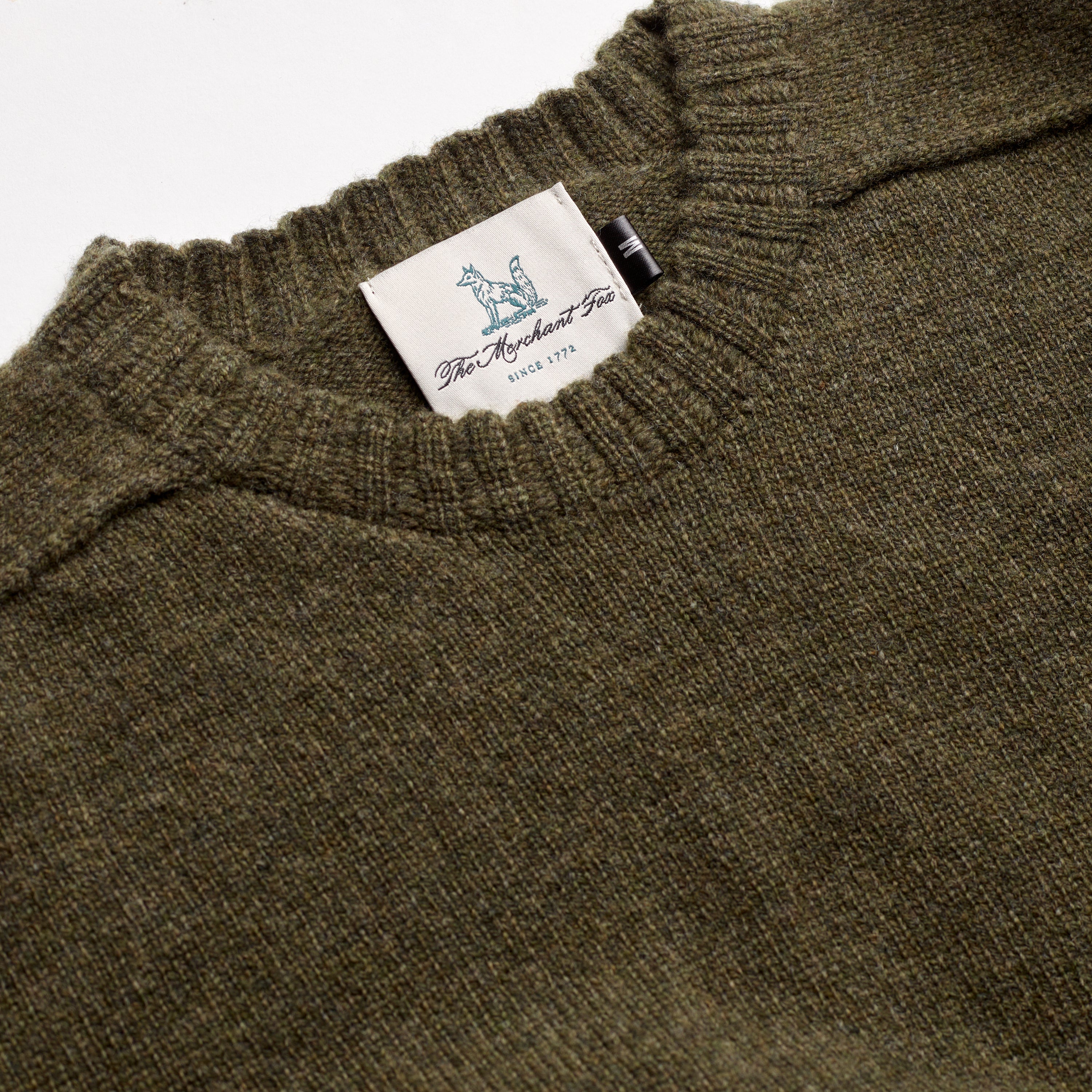 The Superfine Lambswool Crew Neck Jumper in Olive Green