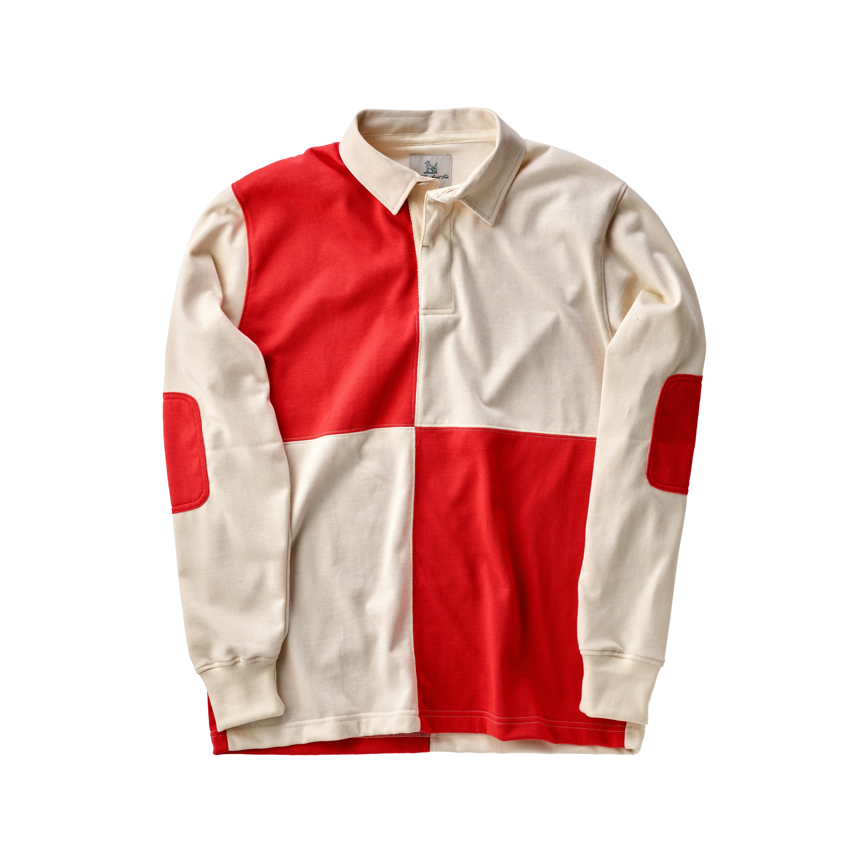 Fox Heritage Quartered Rugby Shirt in Red & Ecru