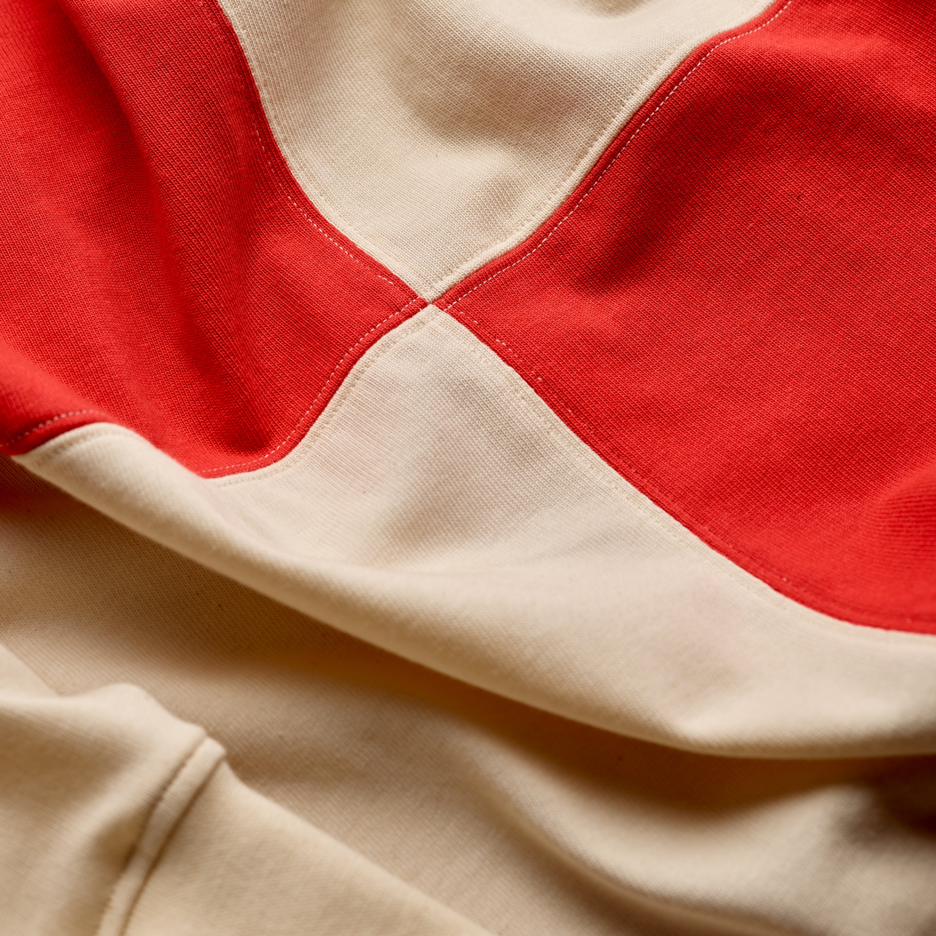 Fox Heritage Quartered Rugby Shirt in Red & Ecru