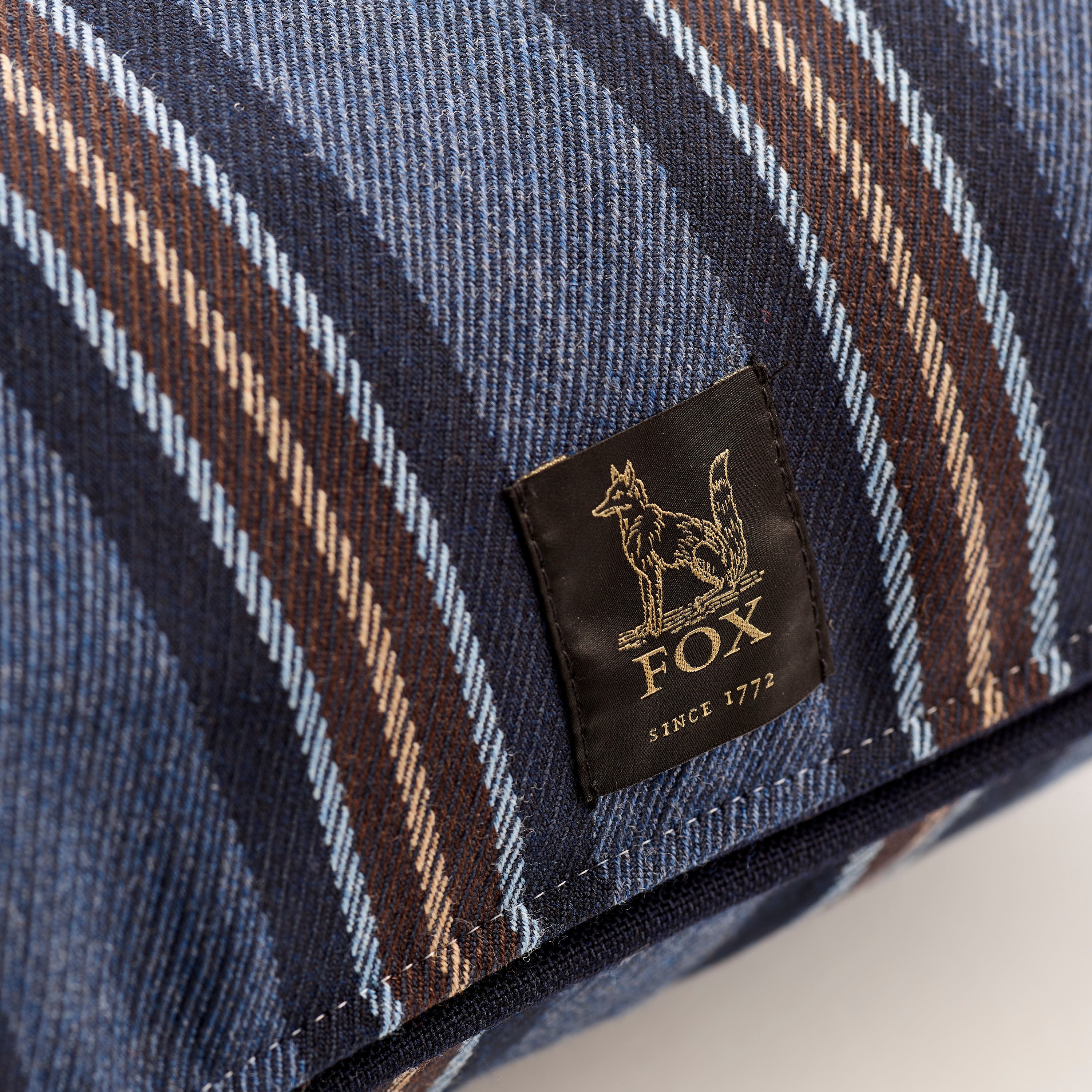 Fox Denim, Navy with Neutral Brown & Caramel Cushion Cover