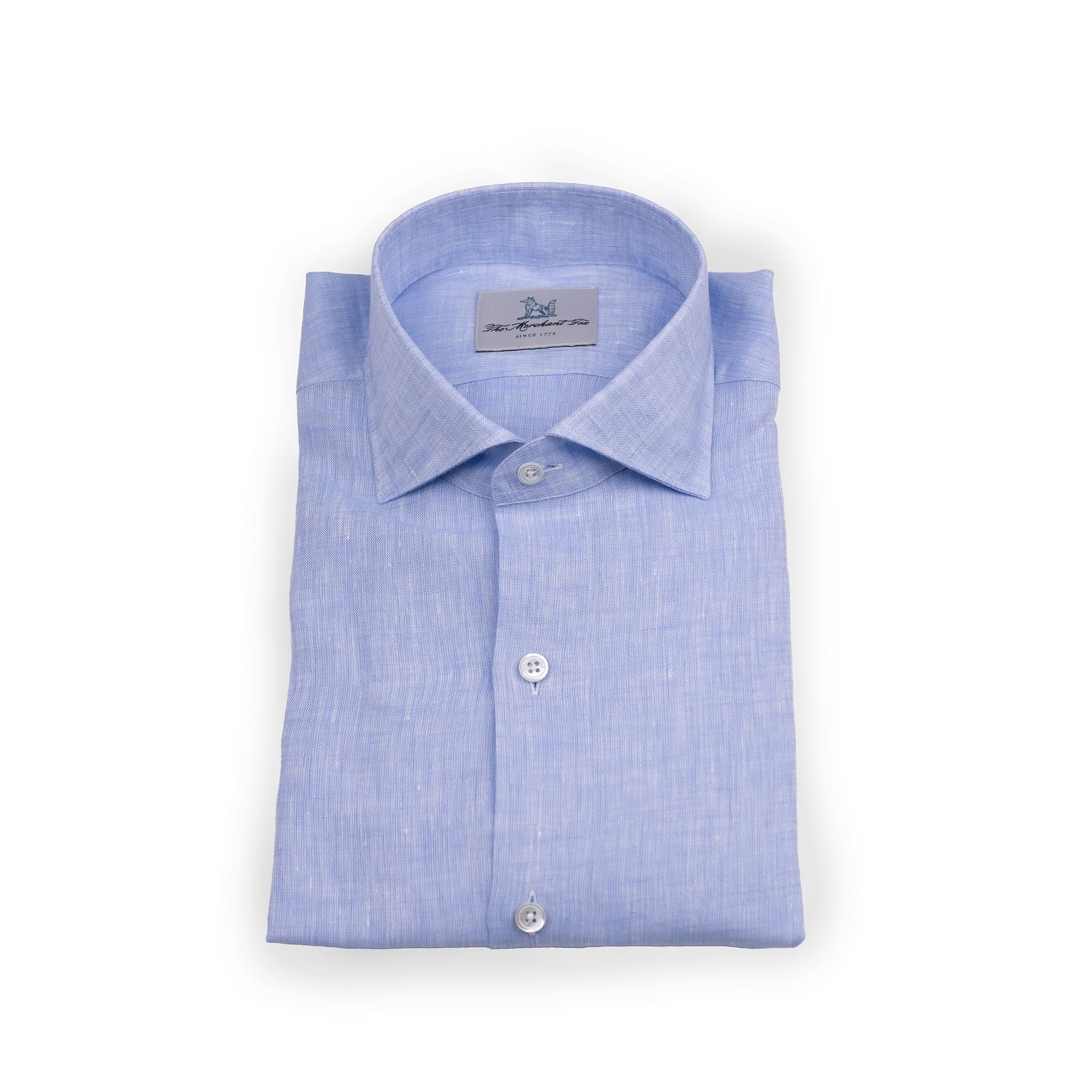 The Niven Fox Summer Light Blue Linen Shirt
