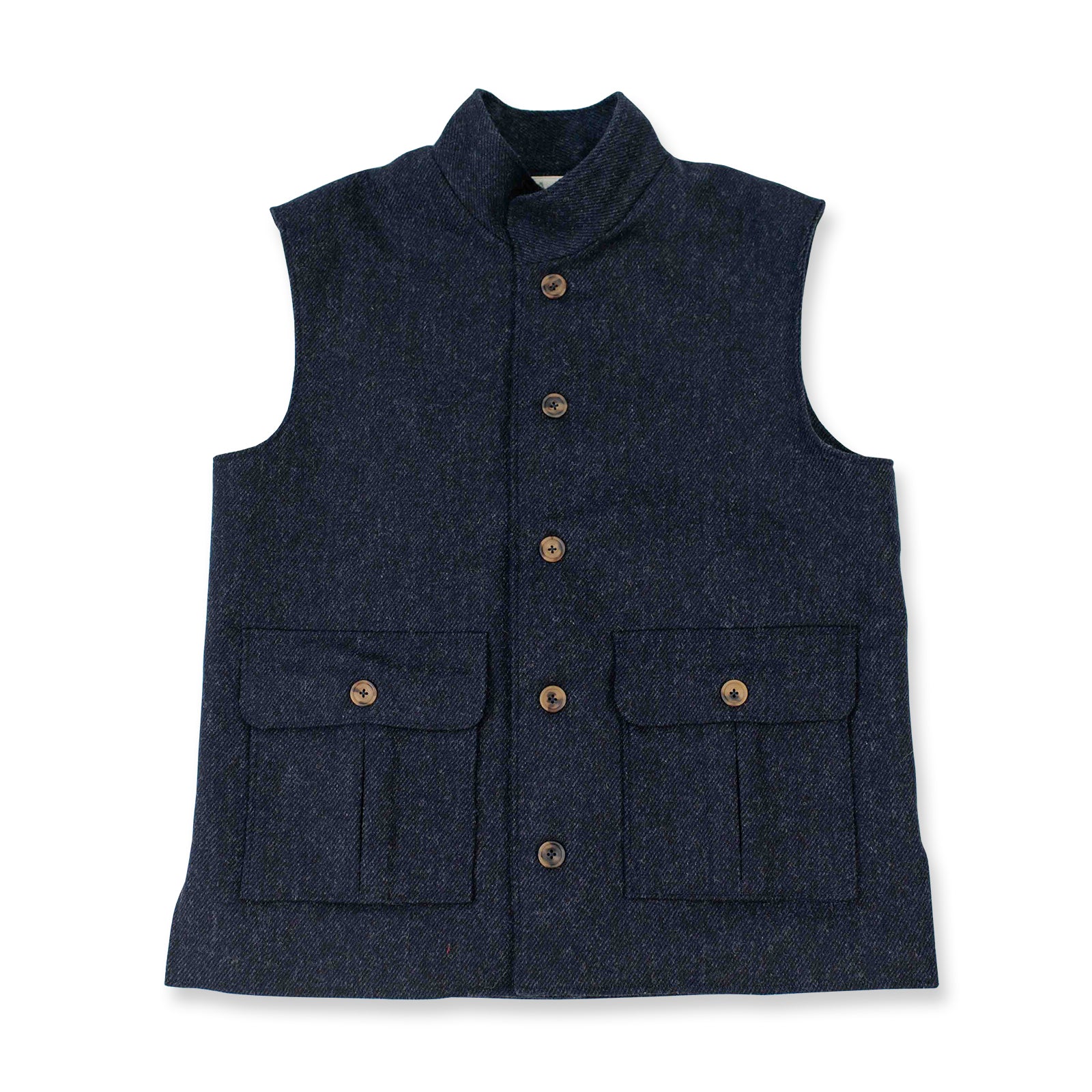 Fox Tweed Char-Navy Twill Gilet